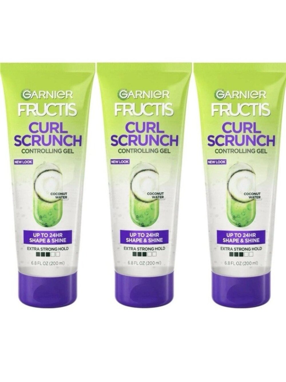 3 Garnier Fructis Style Curl Scrunch Controlling Gel for Shape & Shine 6.8 Fl Oz